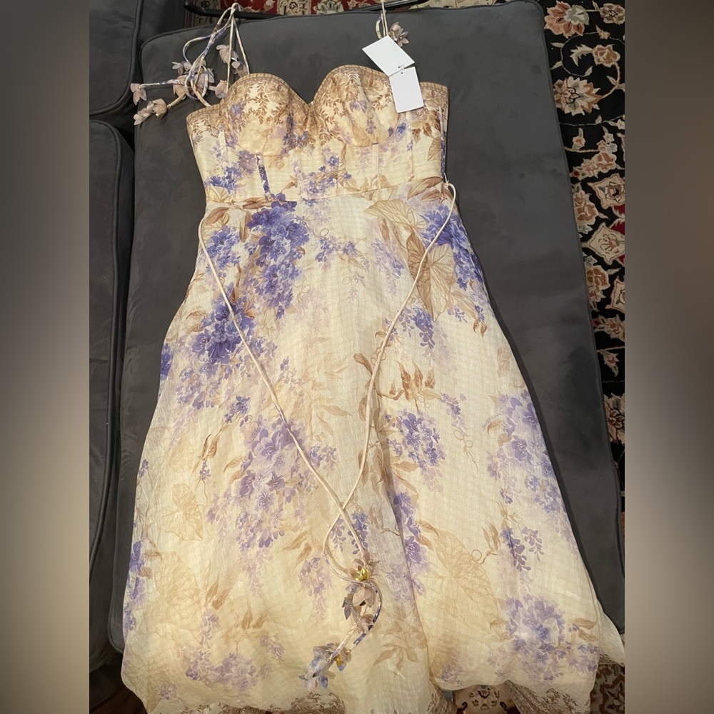 ZIMMERMANN Dawning Picnic Dress in Lilac Floral NWT AU 3/ US 10 - Picture 4 of 15